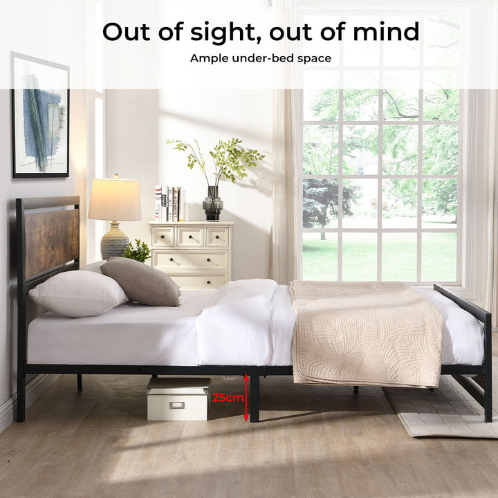 Industrial Rustic Metal Bed Frame underearth space 25cm