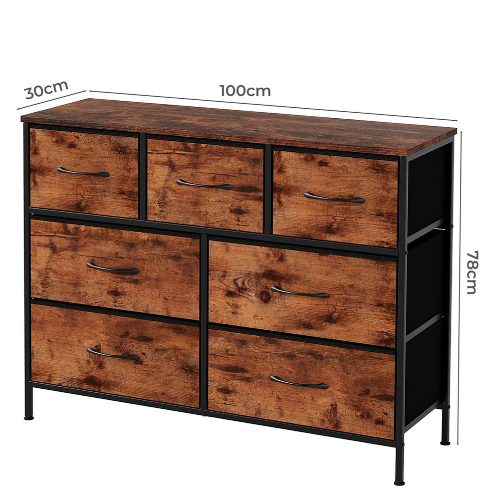 Industrial Style Wooden 7 Chest of Drawers Dimensions