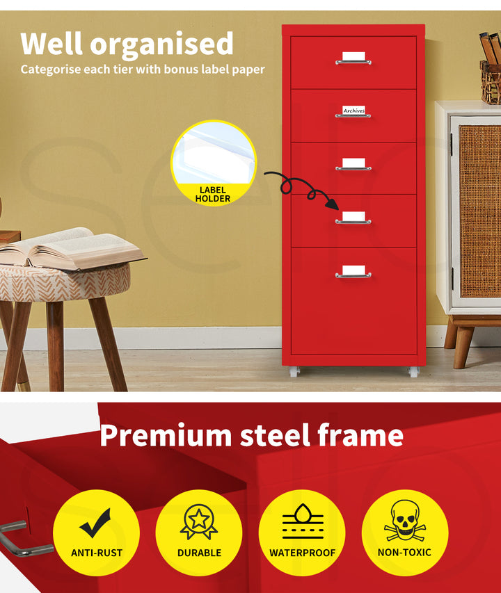 Levede 5 Drawer Office Cabinet Drawers 