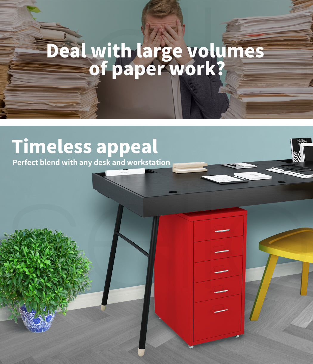 Levede 5 Drawer Office Cabinet Drawers 