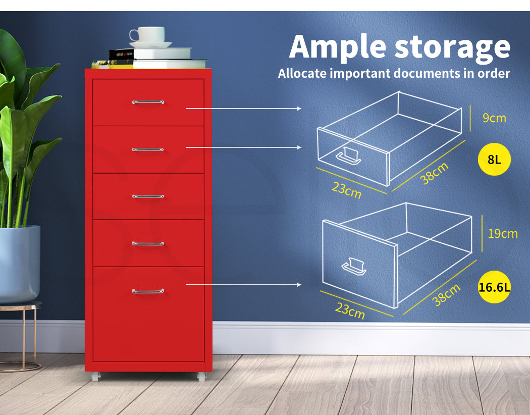 Levede 5 Drawer Office Cabinet Drawers 