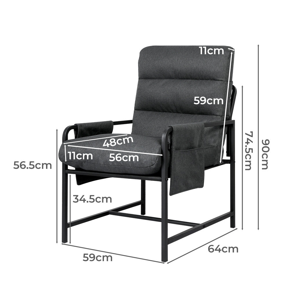 Levede Accent Armchair – Sturdy Metal Frame Dimensions