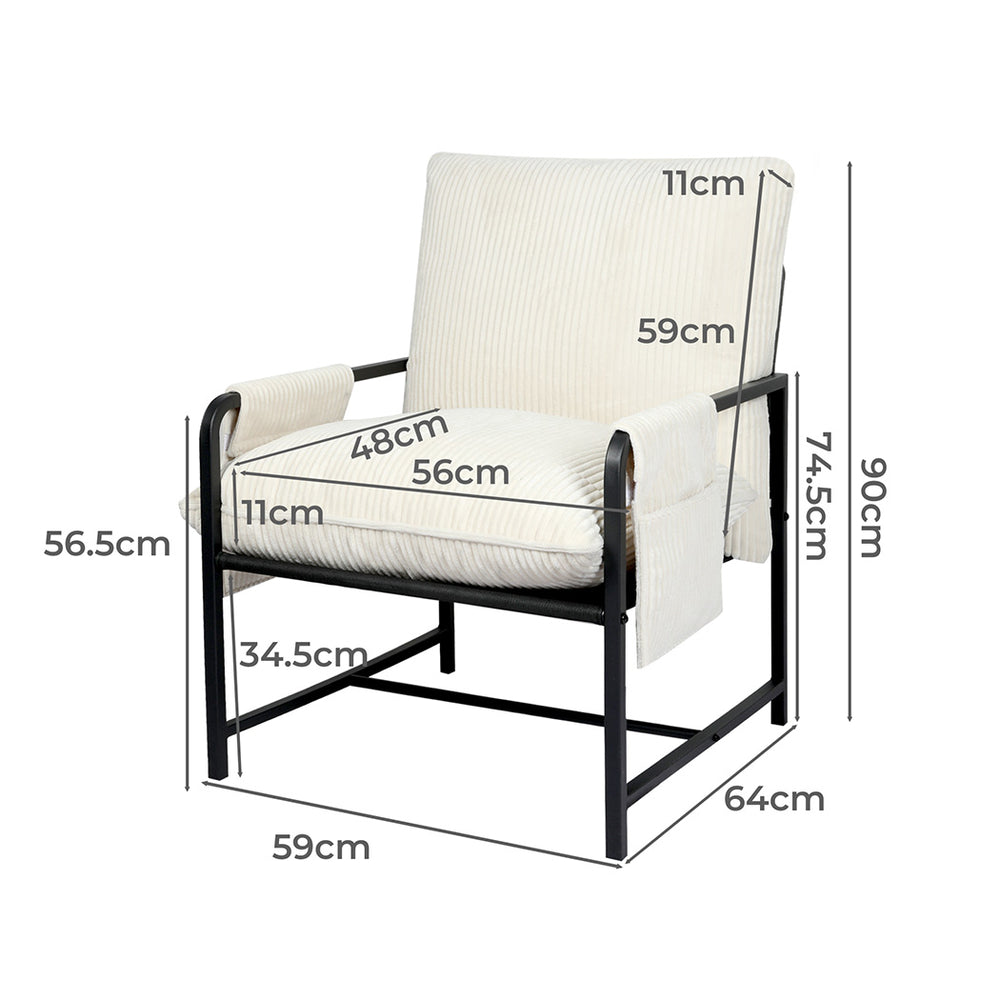 Levede Accent Armchair beige Dimensions 