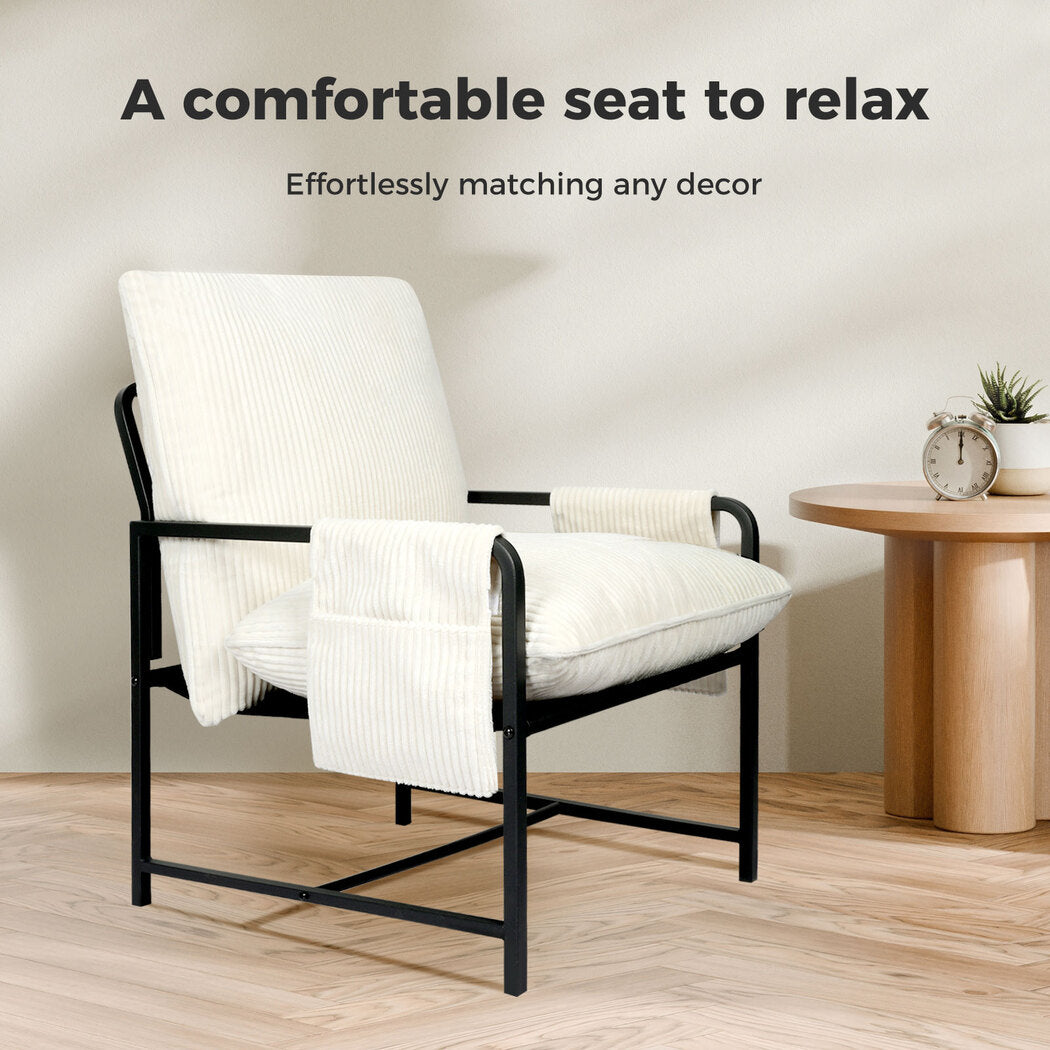 Levede Accent Armchair beige besides table