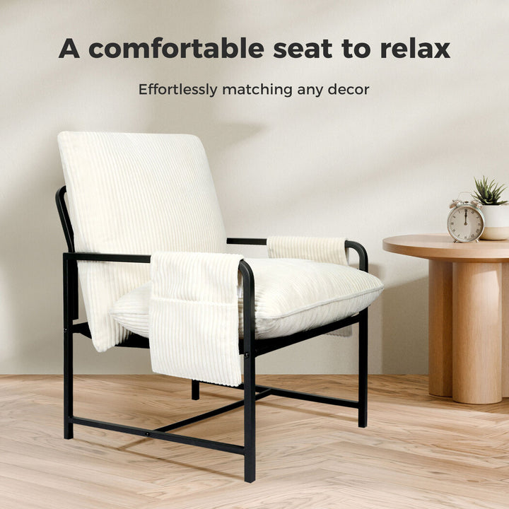 Levede Accent Armchair beige besides table