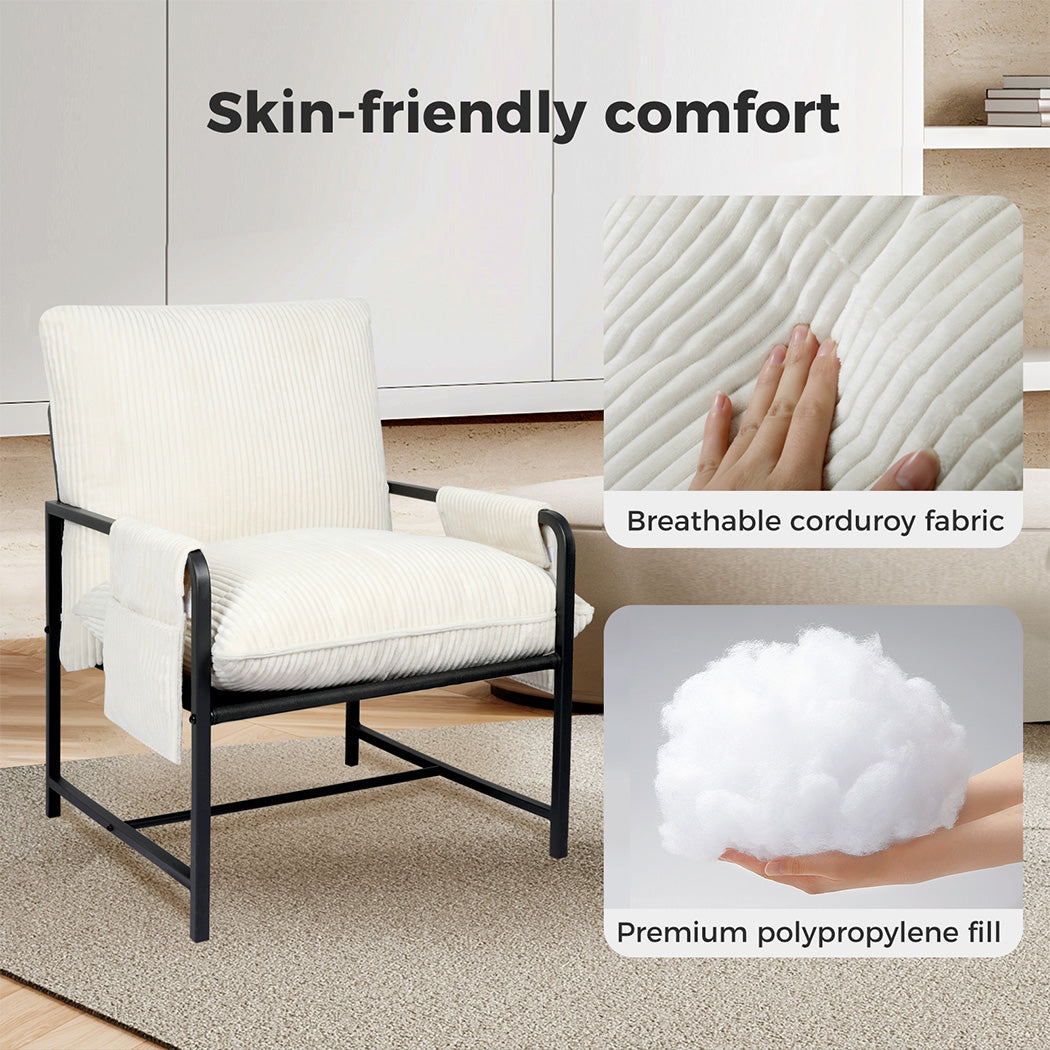 Levede Accent Armchair beige has breathable fabric 