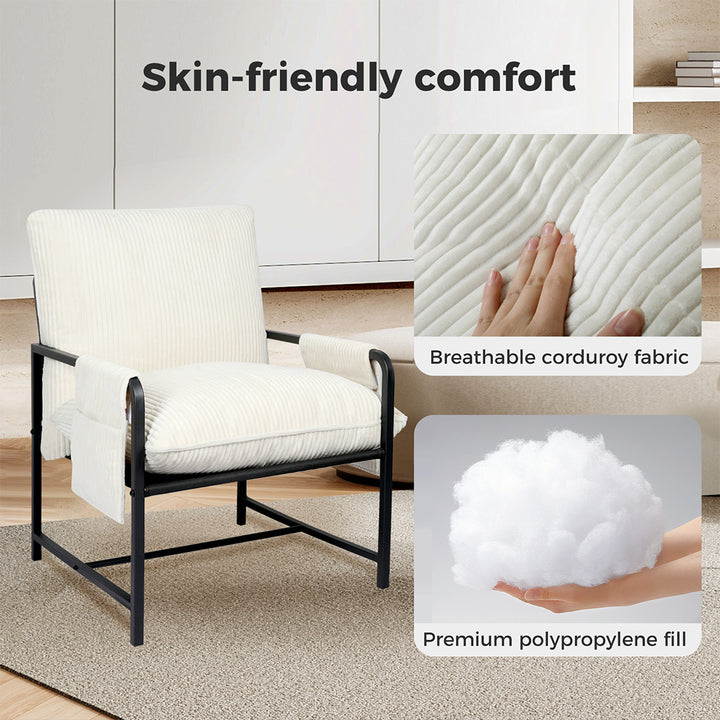 Levede Accent Armchair beige has breathable fabric 