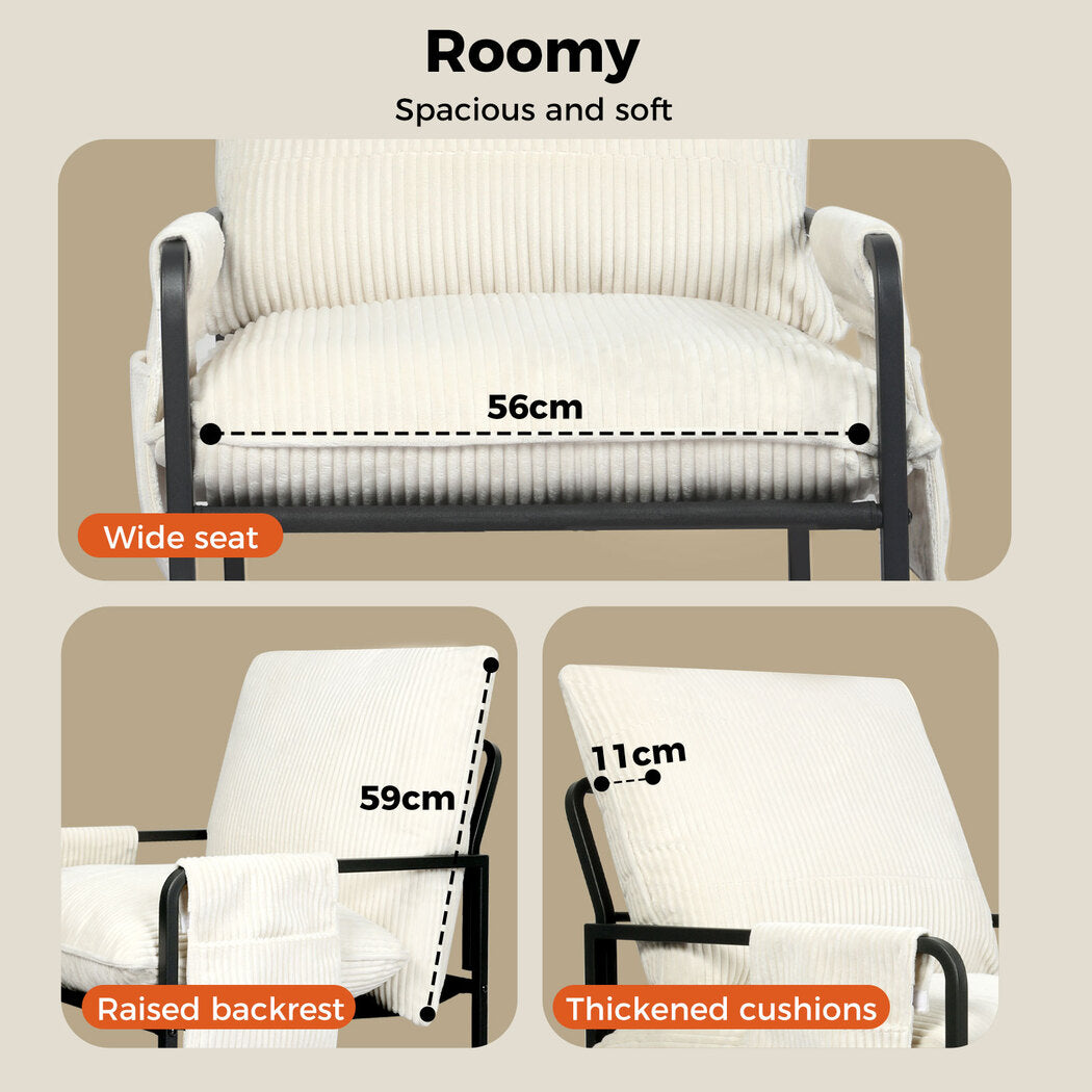 Levede Accent Armchair beige has thick cushions