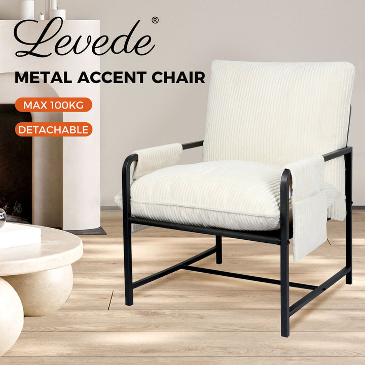 Levede Accent Armchair beige with metal frame 