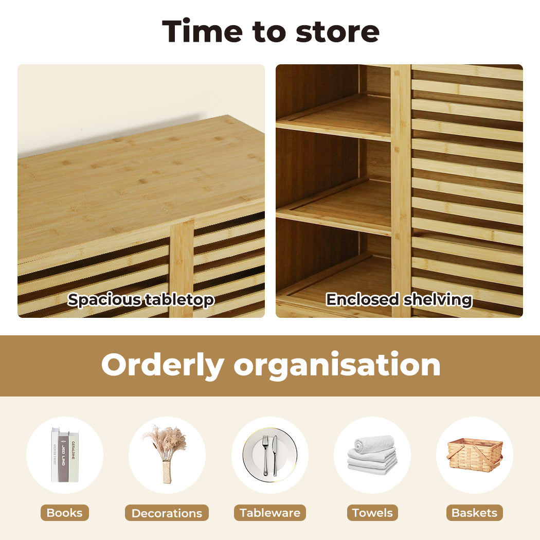 Levede Bamboo Storage Cabinet Freestanding Natural 