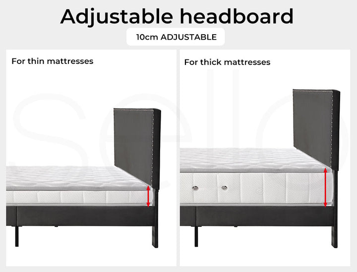 Levede Bed Frame Size with 10cm Adjustable Headboard 