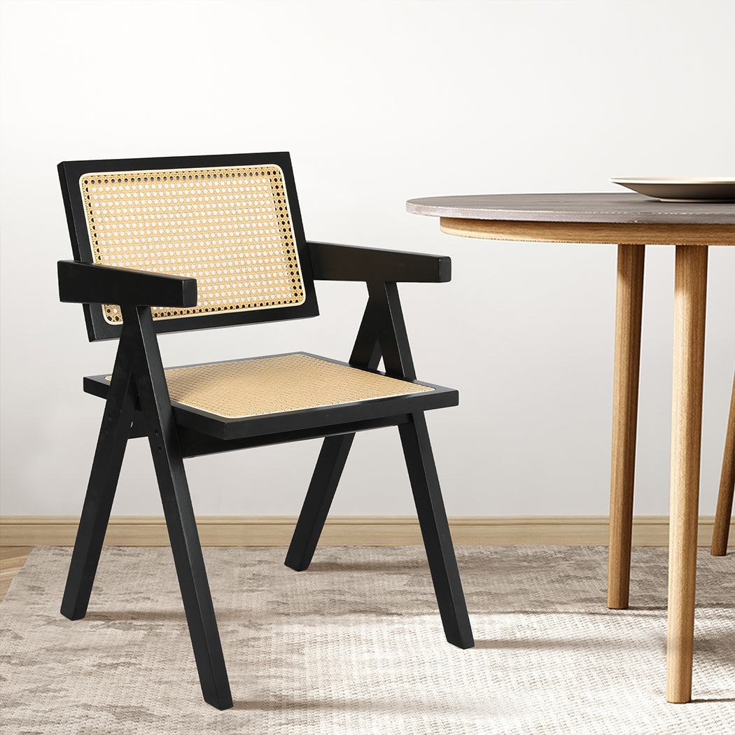 Levede Black Wicker Armchair beside the table 