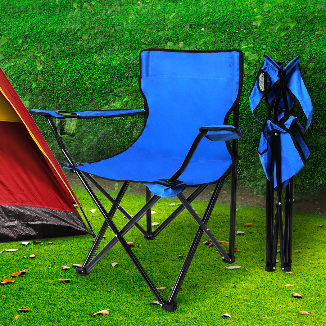 Levede Camping Chair blue at backyard
