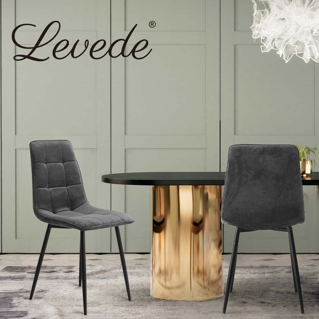 Levede 4x Dining Chairs Kitchen Velvet Grey - Levede