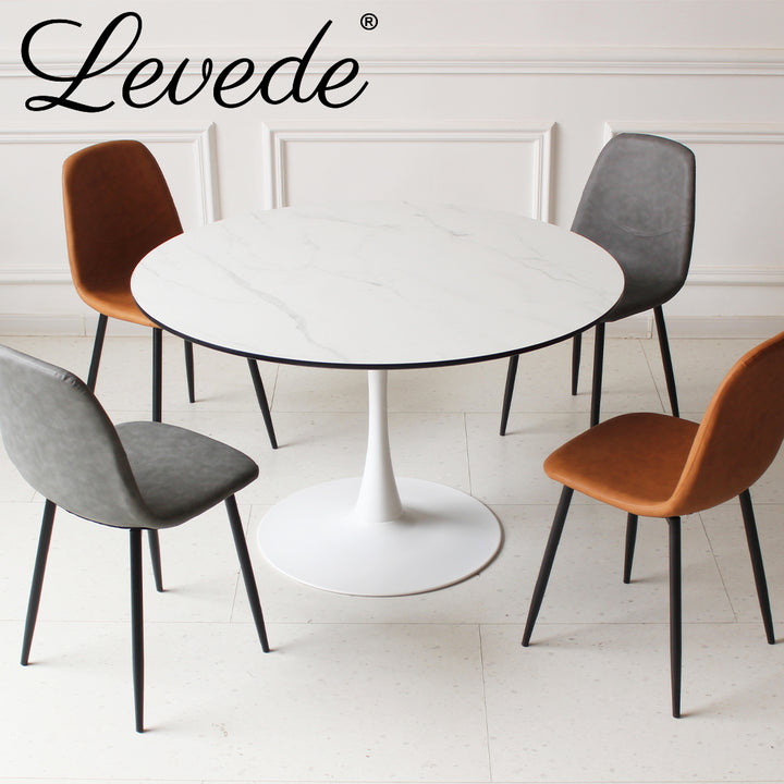 Levede 4x Dining Chairs Kitchen Eames Accent Chair Lounge Room Padded PU Leather