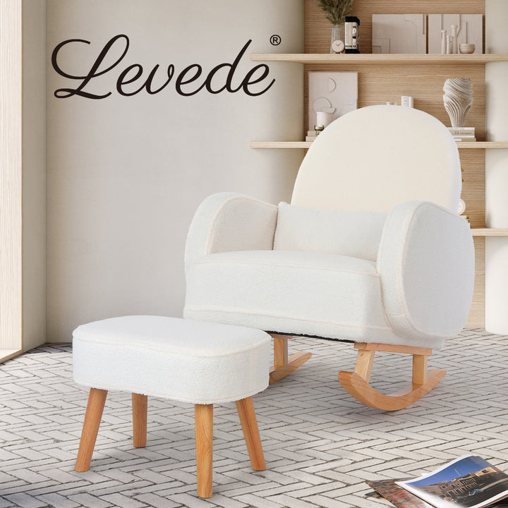 Levede Fleece Rocking Chair with footstool - Levede