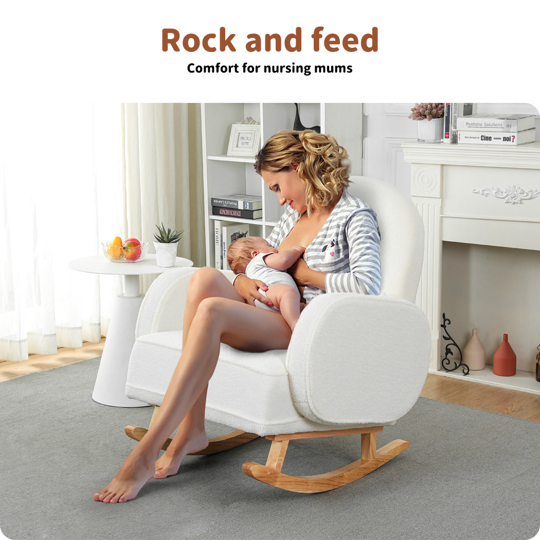 Levede Fleece Rocking Chair with footstool - Levede