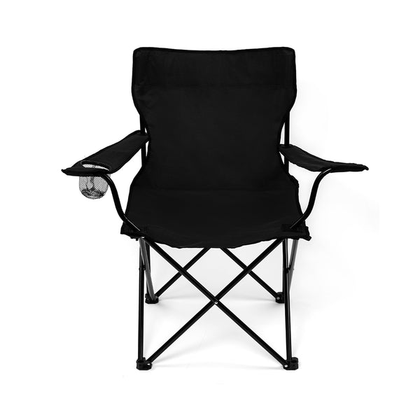 Levede 2Pcs Camping Chairs Folding Arm Black.