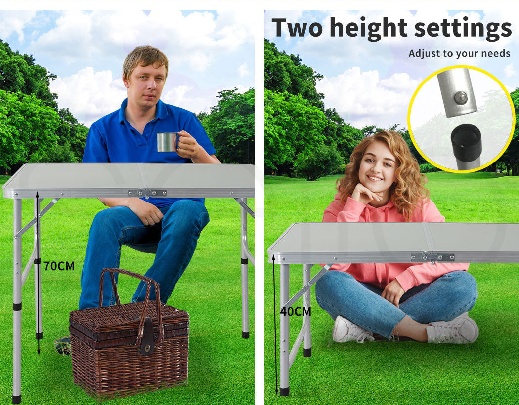 Levede Folding Camping Table have two heights settings 