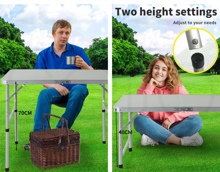 Levede Folding Camping Table have two heights settings 