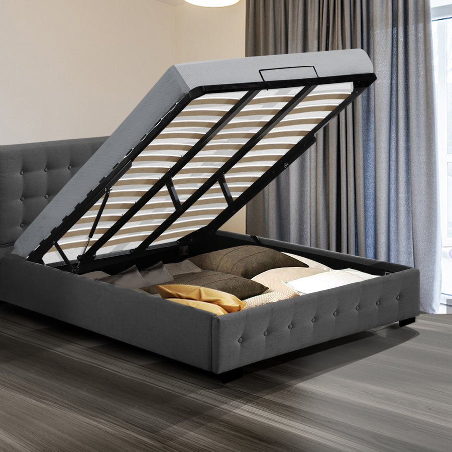 Levede Gas Lift Fabric Bed Frame - Dark Grey