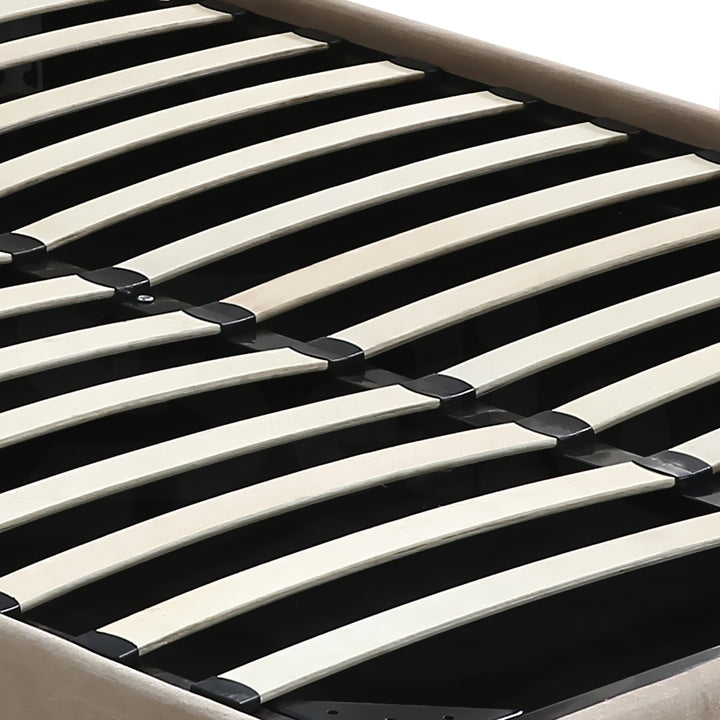 Levede Gas Lift Fabric Queen Bed Frame slats
