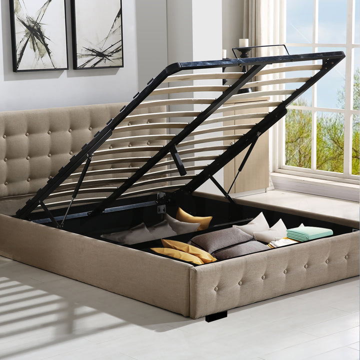 Levede Gas Lift Queen Fabric Bed Frame