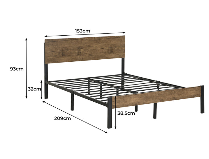 Levede Industrial Queen Metal Bed Frame Dimensions