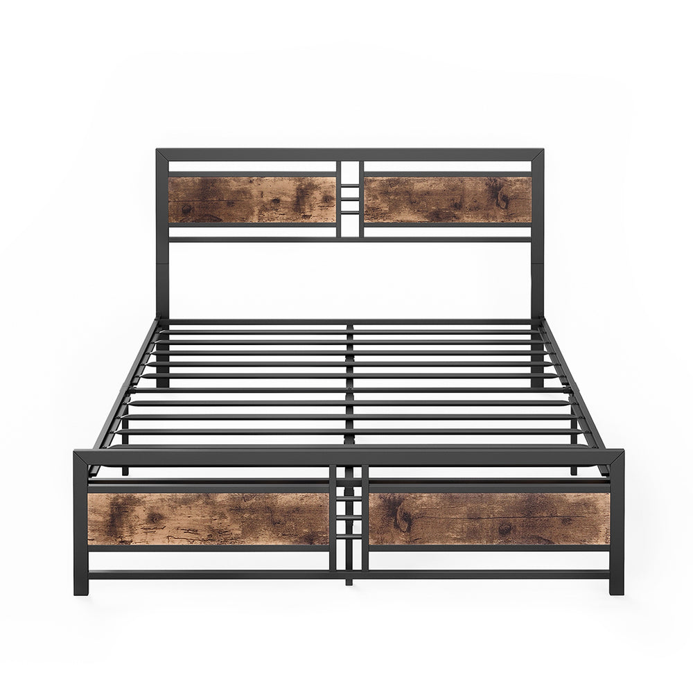 Levede Metal Bed Frame with Rustic Headboard