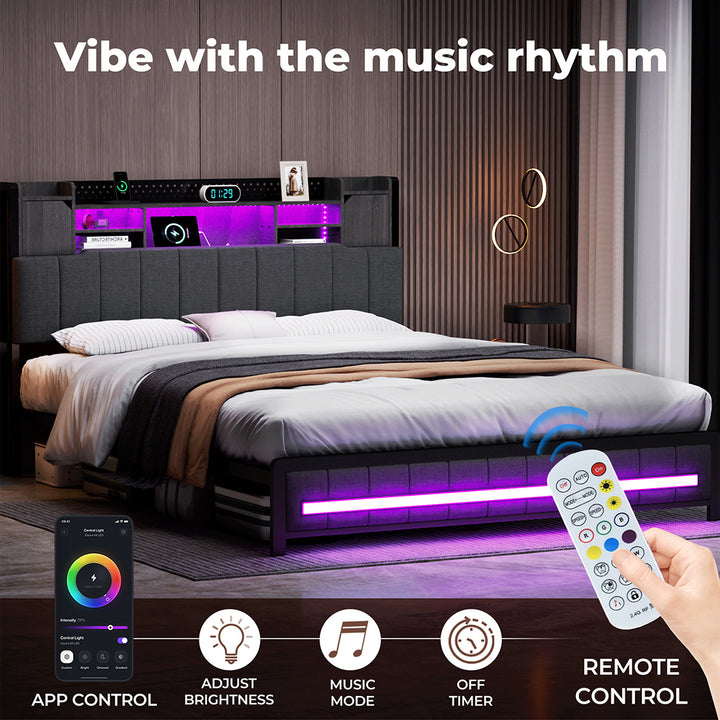 Levede Metal Bed control with remote