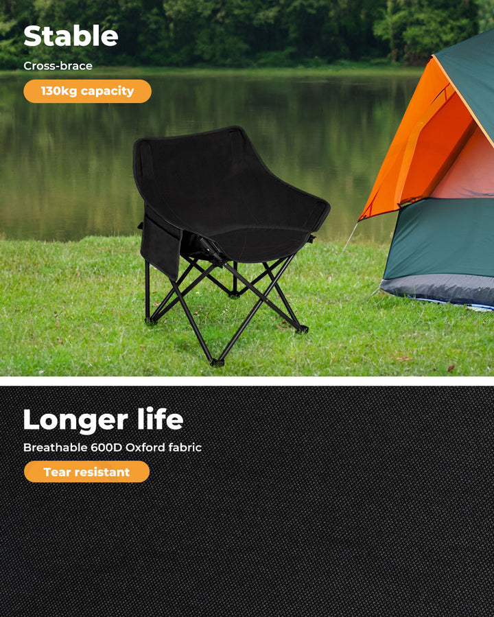 Levede Folding Camping Moon Chair near lake
