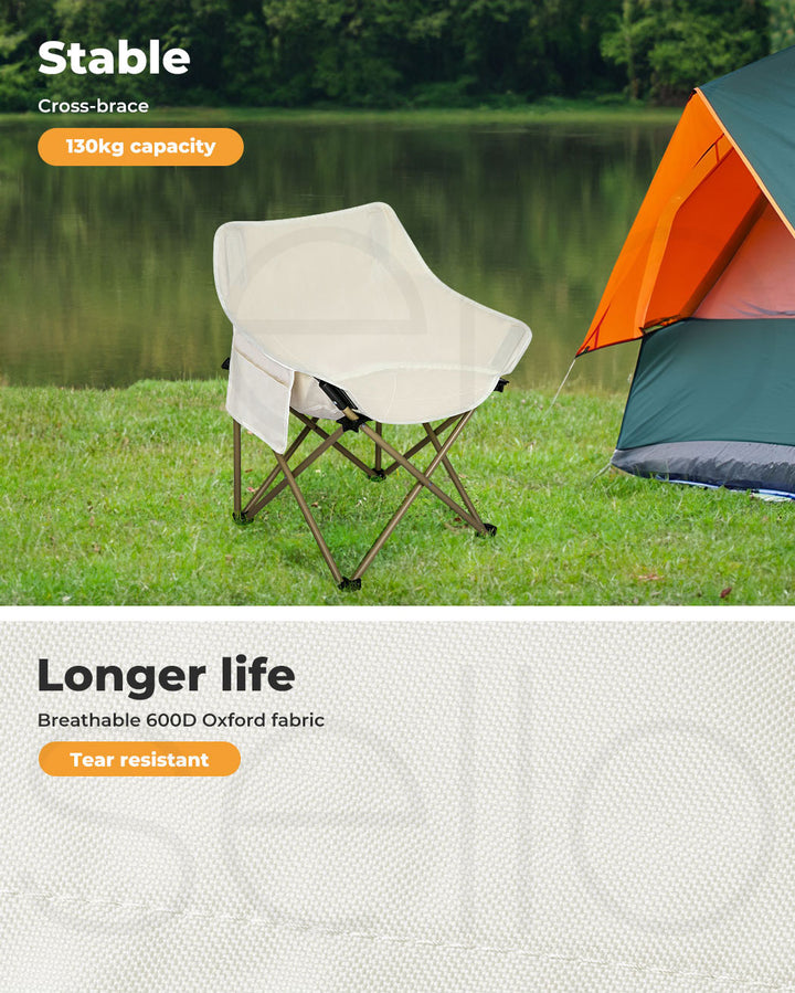 Levede Folding Camping Moon Chair near lake