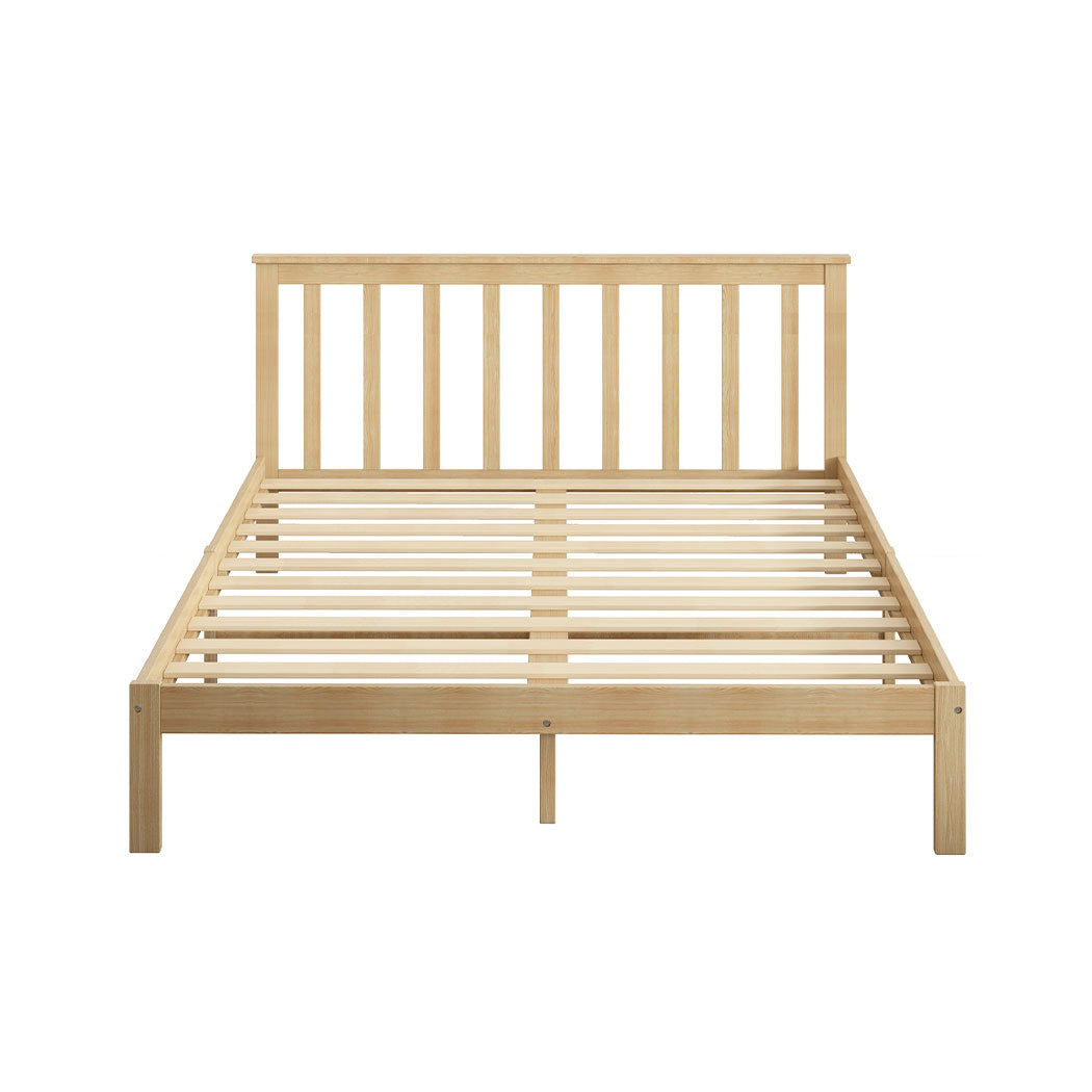 Levede Natural Wooden Queen Bed Frame