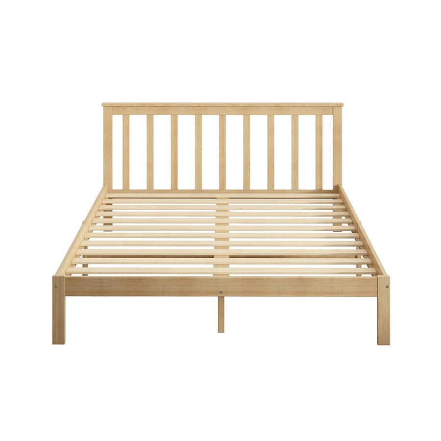 Levede Natural Wooden Queen Bed Frame