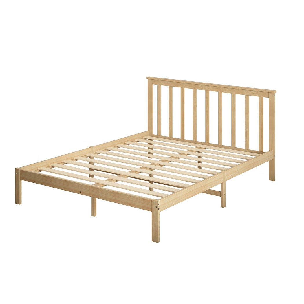 Levede Natural Wooden Queen Bed Frame