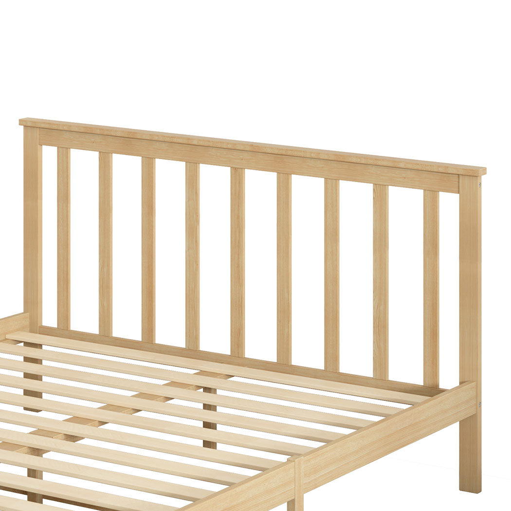 Levede Natural Wooden Queen Bed Frame backrest 