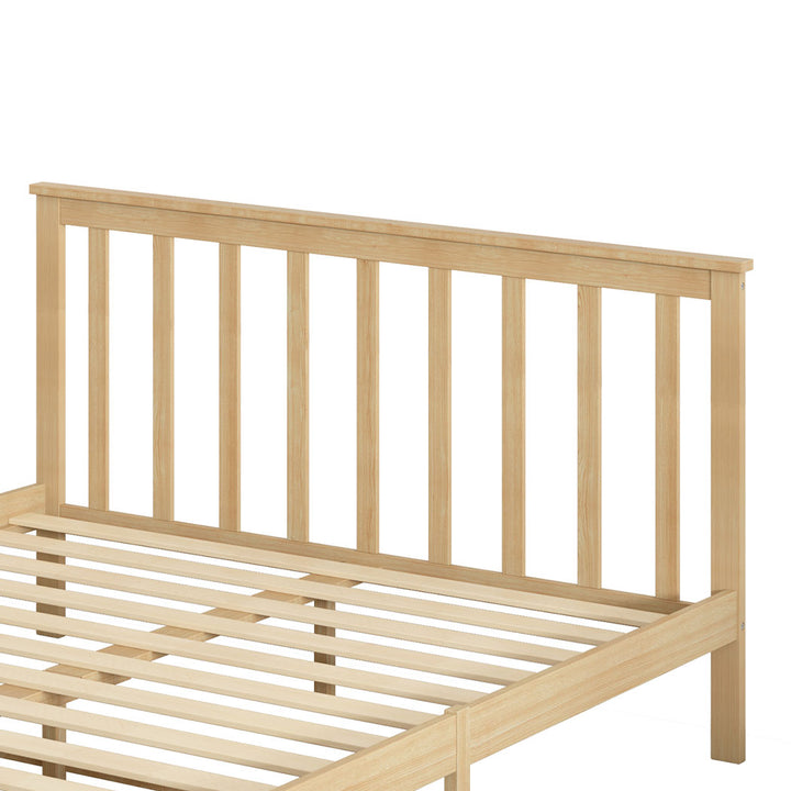 Levede Natural Wooden Queen Bed Frame backrest 