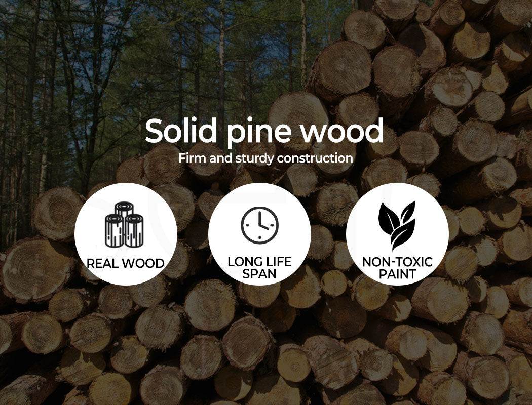 Levede Natural Wooden Queen Bed Frame build with solid pine