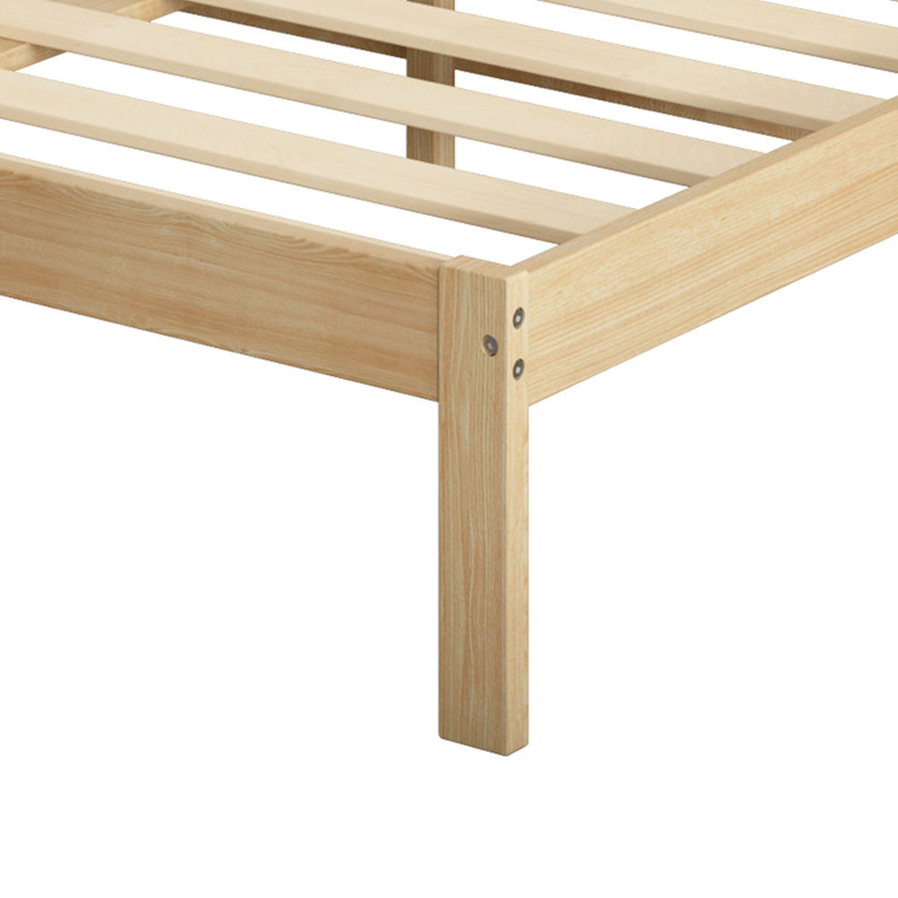 Levede Natural Wooden Queen Bed Frame leg