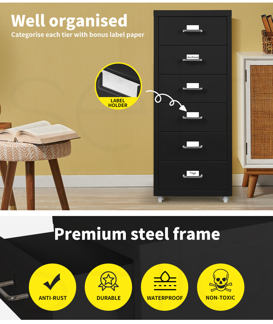 Levede Office Cabinet 6 Drawer Storage Solutions 