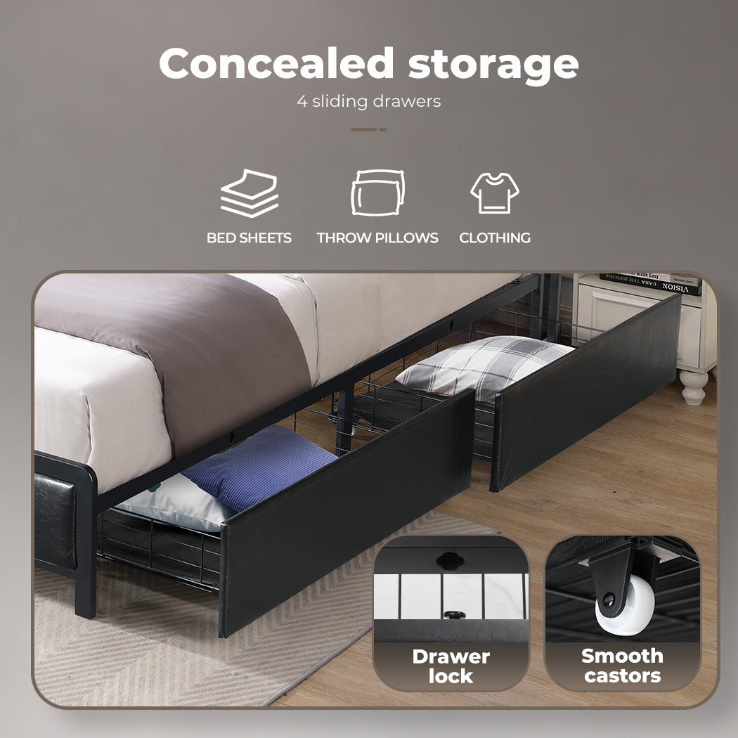 Levede Queen Bed Frame drawers