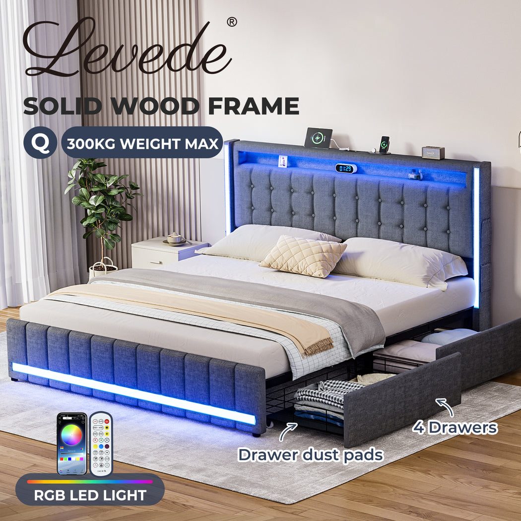  Levede Queen Bed Frame with LED