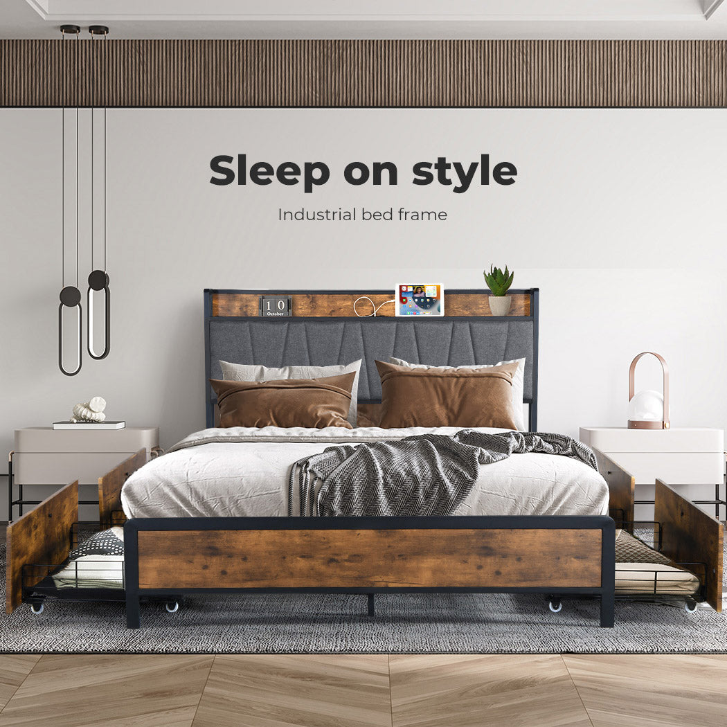 Levede Queen Bed Frame with Storage