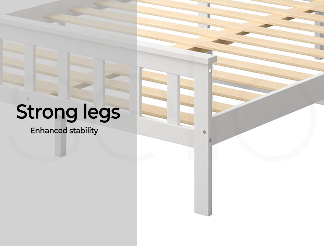 Levede Queen Solid Pine Bed Frame strong leg