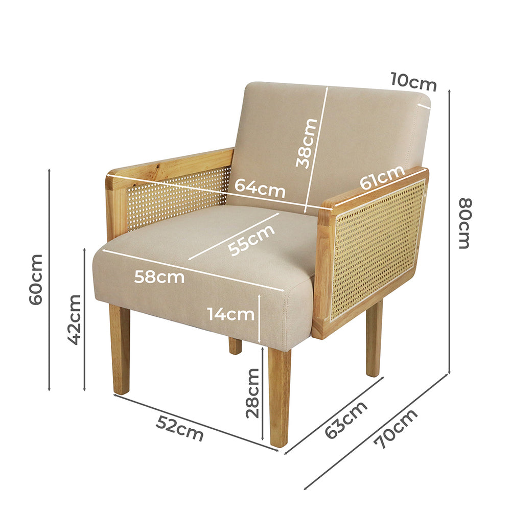 Levede Rattan Lounge Armchair Dimensions