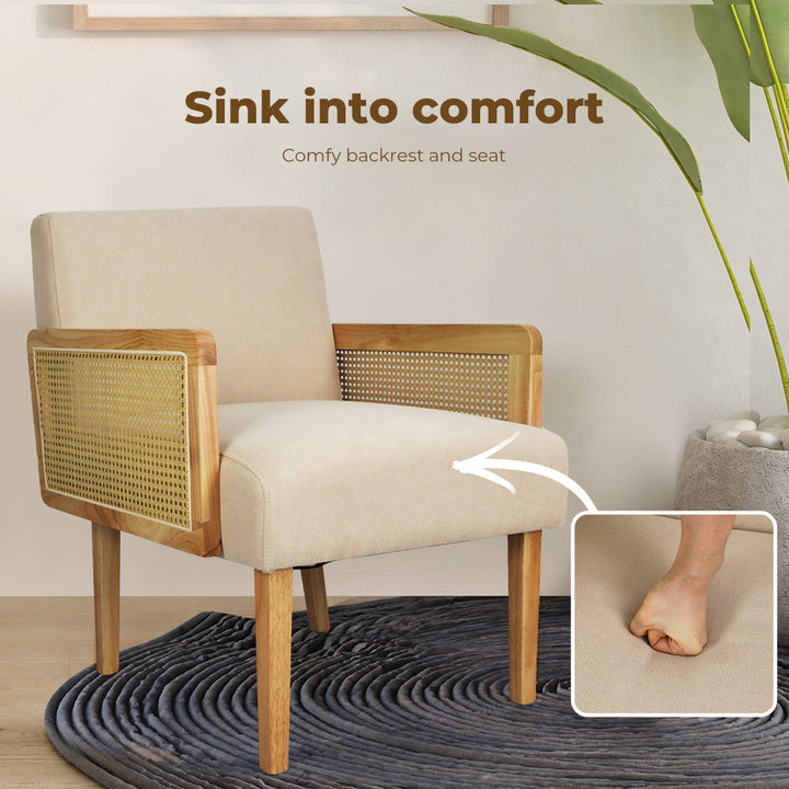 Levede Rattan Lounge Armchair strong cushion