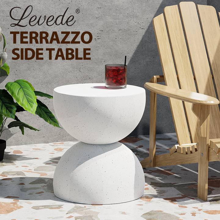 Levede Side Table Terrazzo Round beside chair