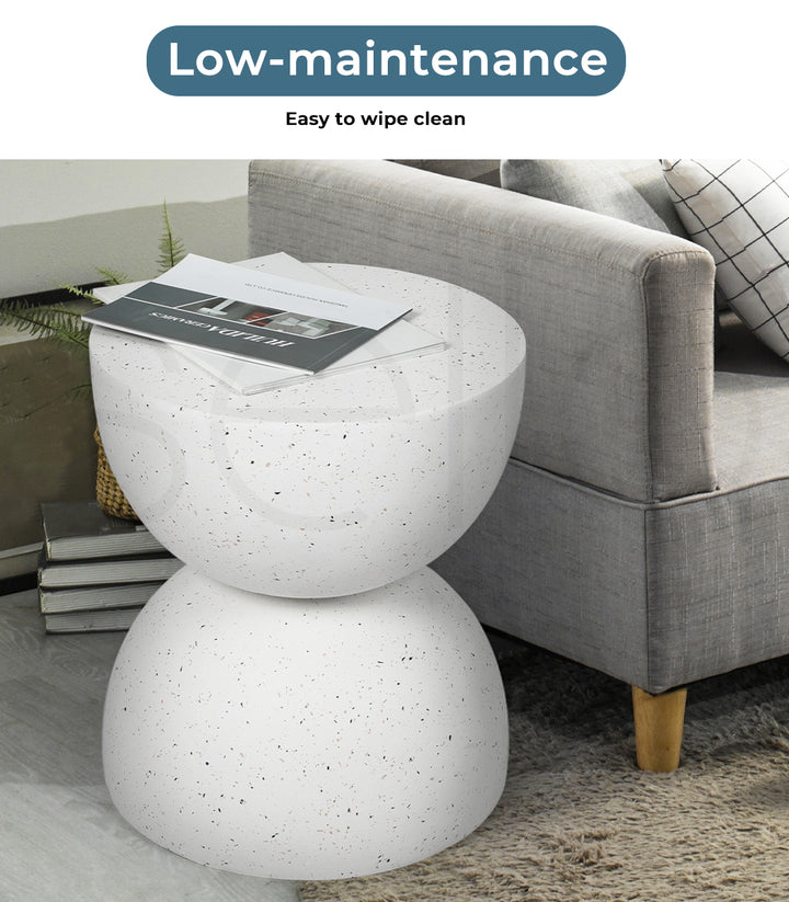 Levede Side Table Terrazzo Round beside couch