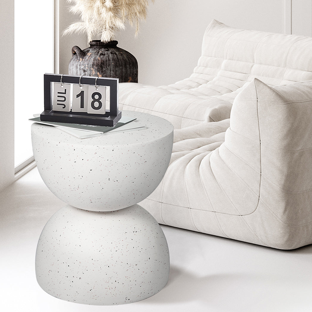 Levede Side Table Terrazzo Round with caterpillar sofa 