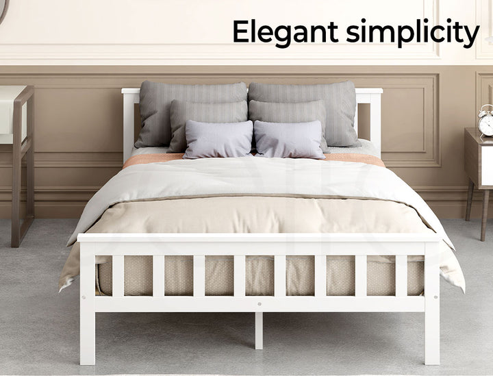 Levede Solid Pine Bed Frame in bedroom